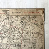 Old cardboard map of Paris - 14th Arrondissement