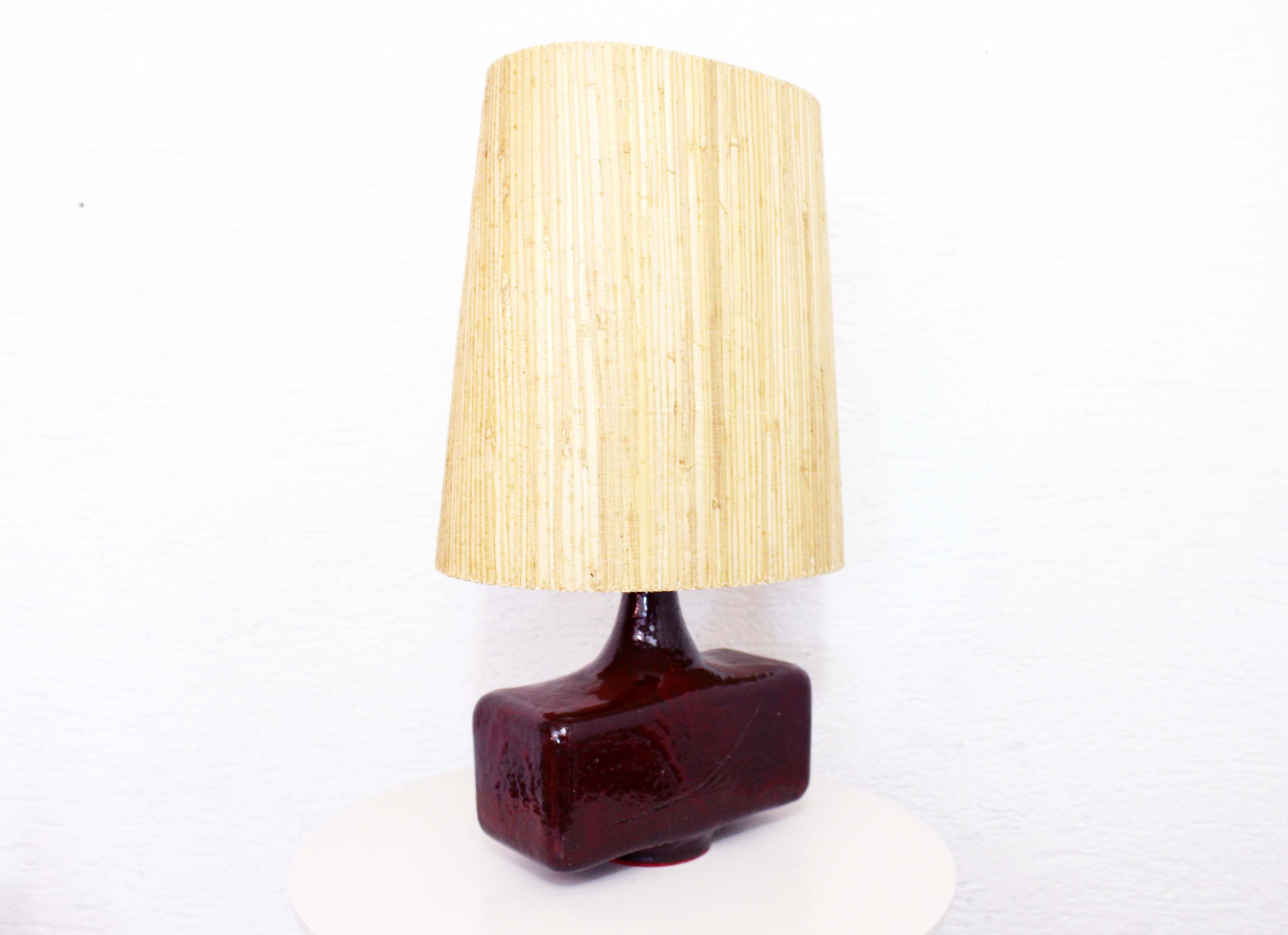 Beautiful ceramic table lamp and 60s straw