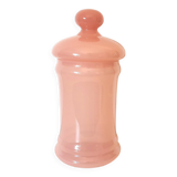 Pink opaline apothecary box, jar, pocket tray