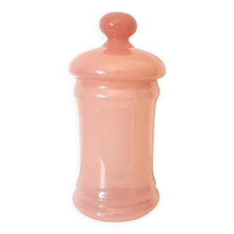 Pink opaline apothecary box, jar, pocket tray