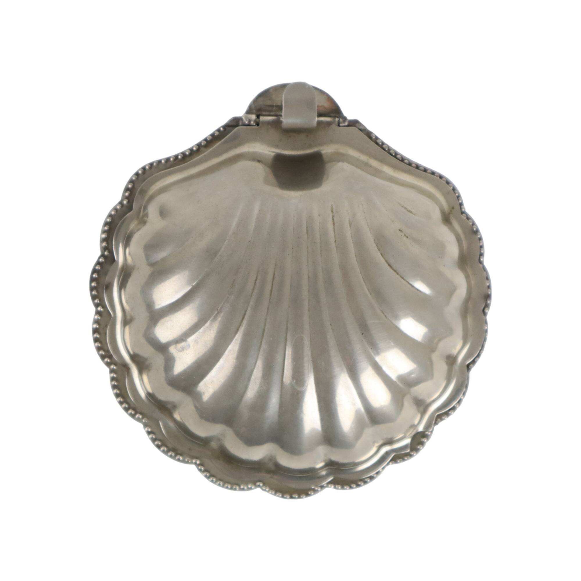 Vintage Argent Plaqué Shell Beurrier Caviar Holder Verre Marqué