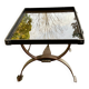Table basse vintage en fer forgé et verre