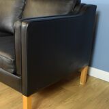 Danish black leather 2 seat sofa