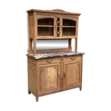 Renovated art deco display case in solid oak and marble 140cm