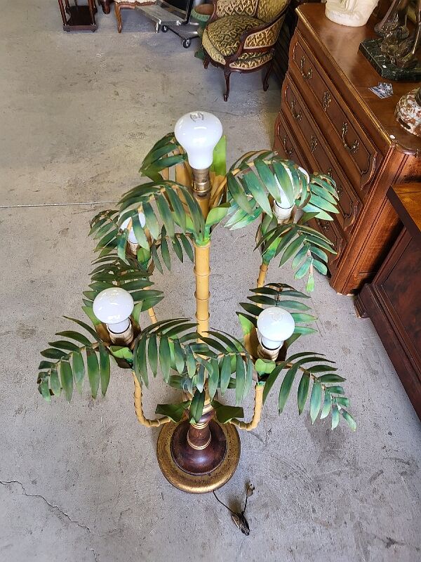 Metal and bamboo floor lamp of the 1960