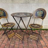 Set folding table and chairs metal Napoleon III style