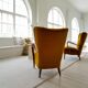 Modern Scandinavian Art Deco lounge chairs in velvet from the 1940s.