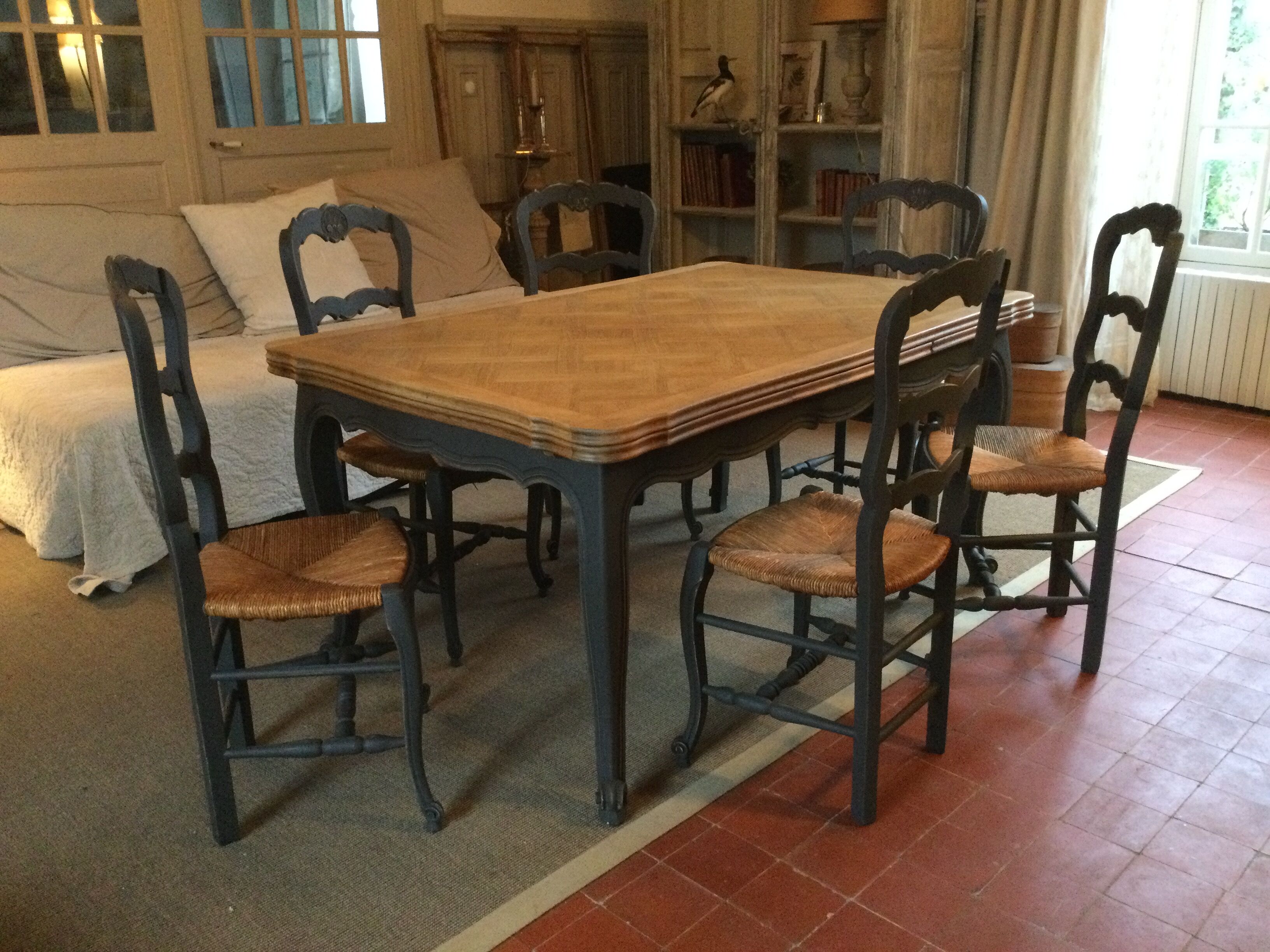1 set of antique oak chairs