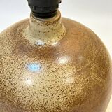 XXL vintage ceramic brown floor lamp with beige ribbon shade from the 1970s.