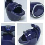Grand cendrier poisson céramique bleue design vintage