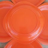 Lot De 5 Boutons Vintage Carrés 17x17 Mm - Orange Et Chromé - Plastique Années 70