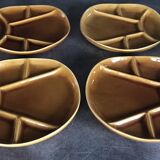 Set of 4 Fondue Plates in Longchamp Earthenware, Mustard Colour