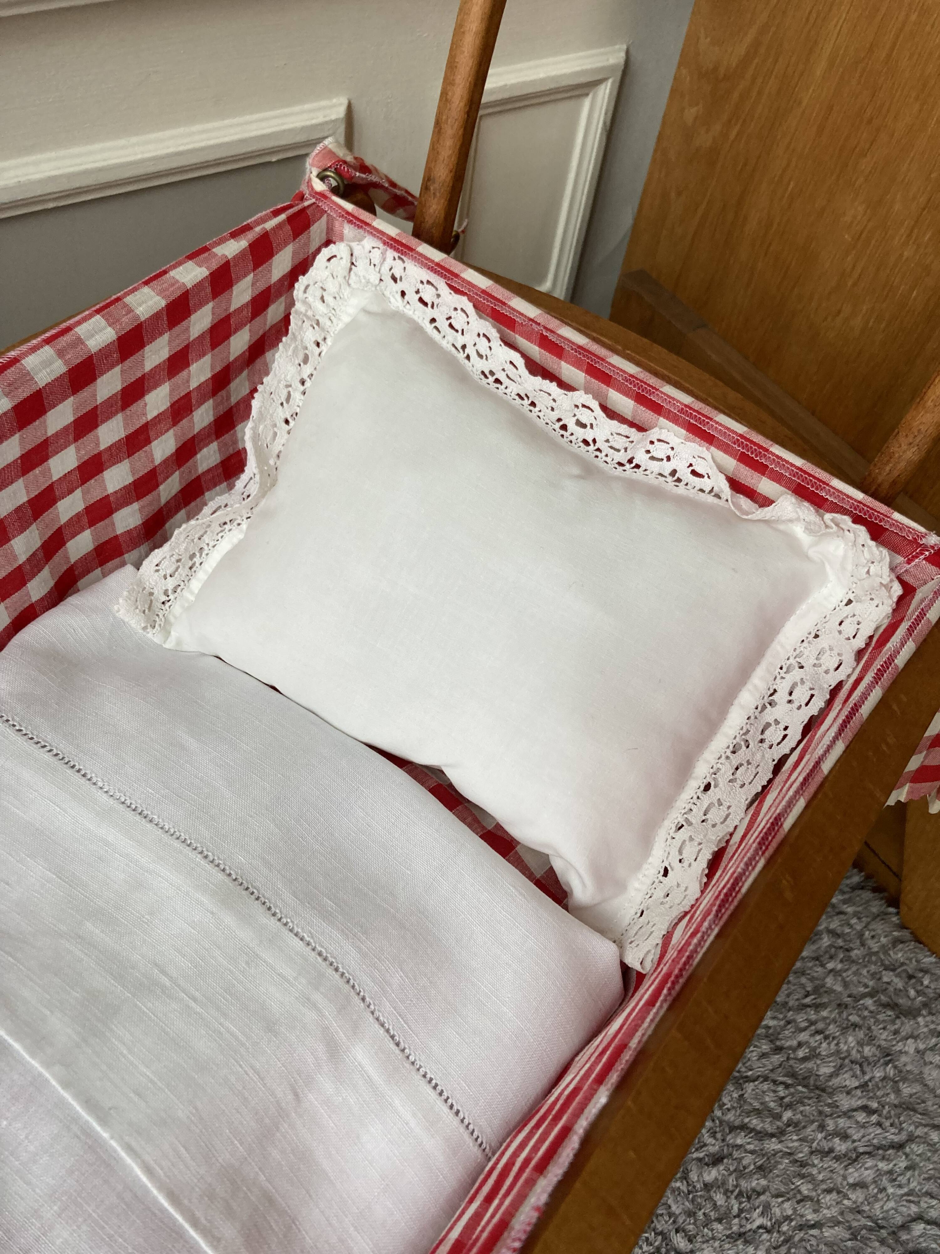 Vichy wooden doll pram bed set