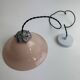 Pair of vintage pink opaline conical suspensions