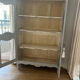 Antique French carved display cabinet with wire mesh doors