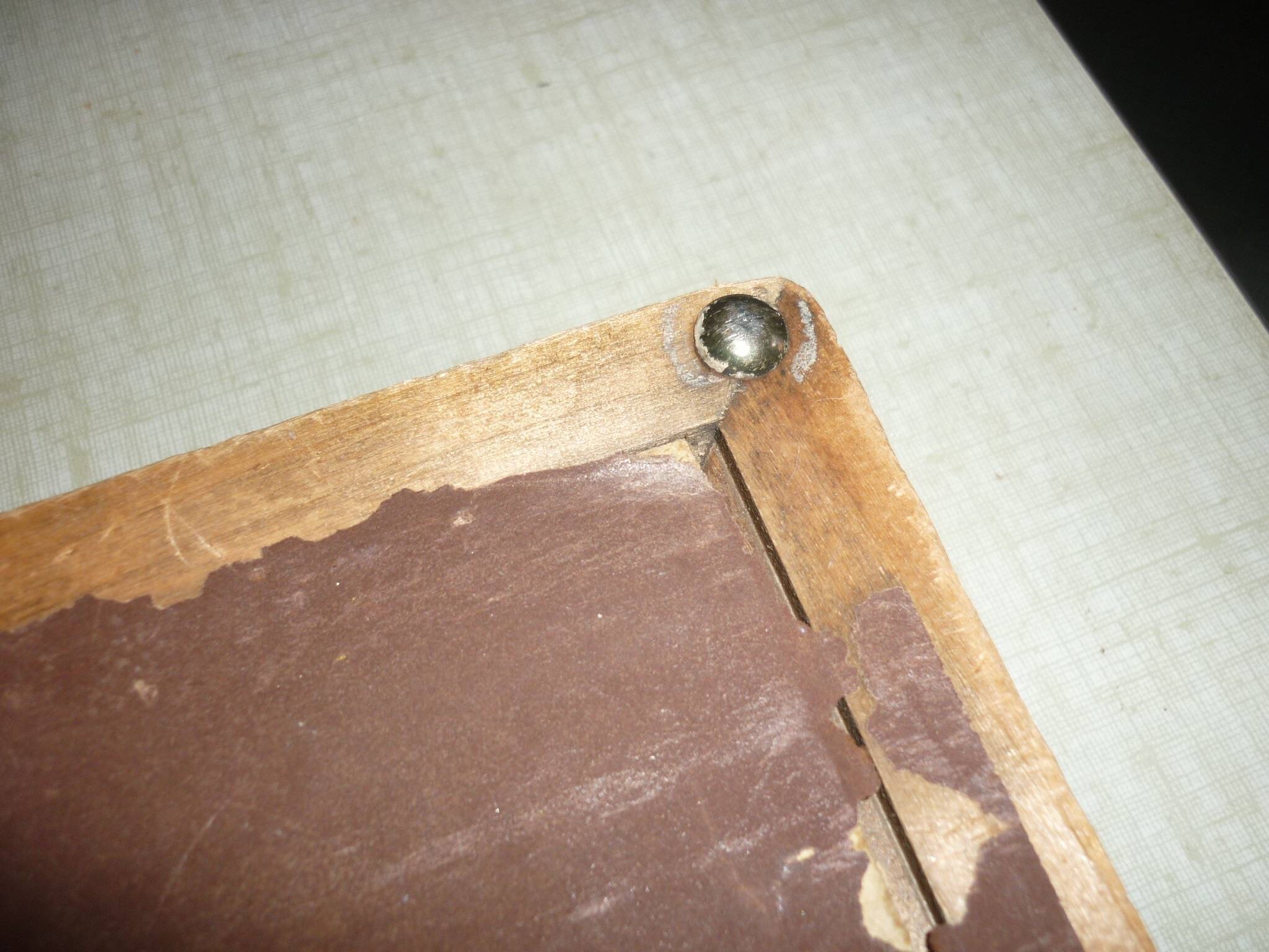 Serving tray in wood, copper and glazed 1950