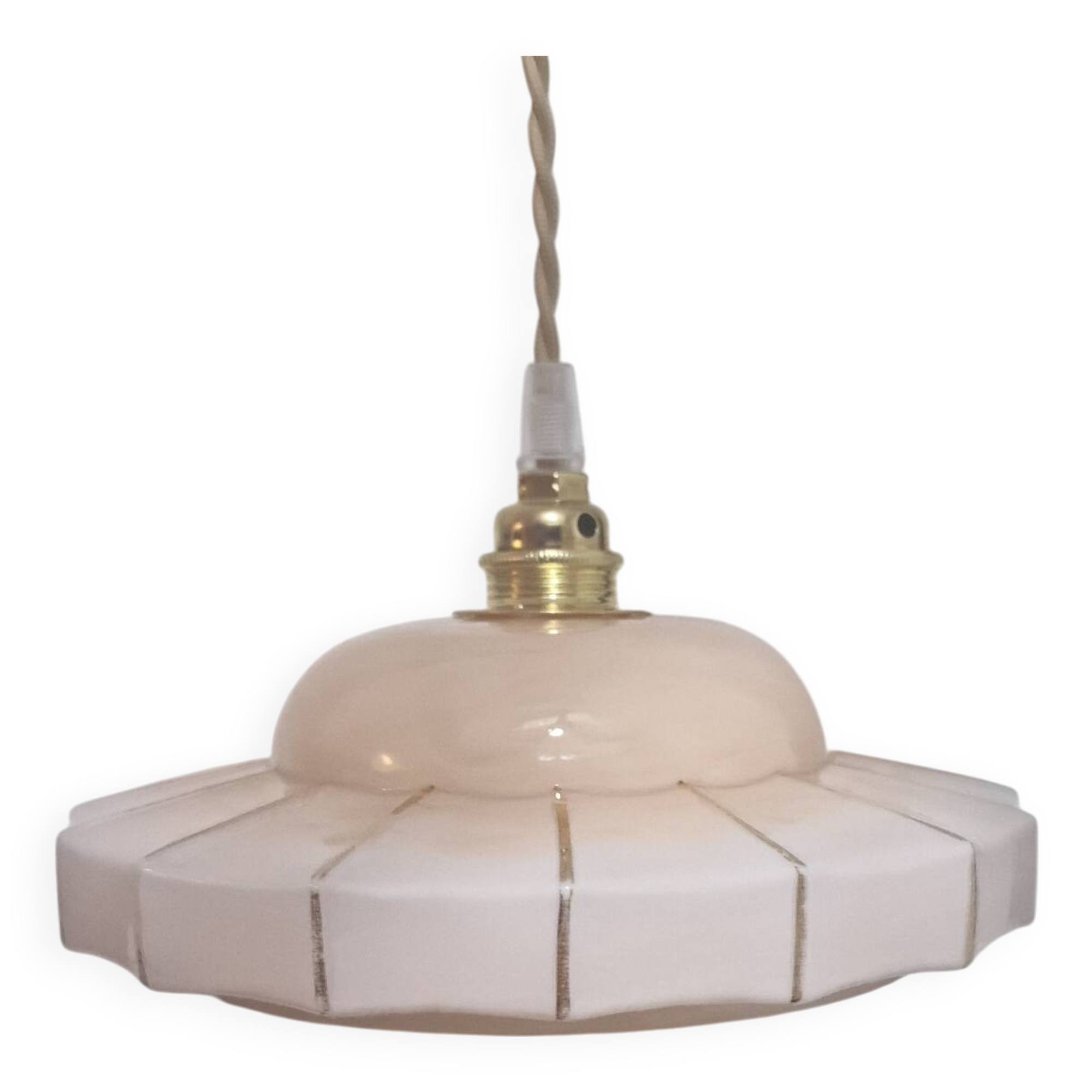 Marbled pink Art Deco glass pendant light