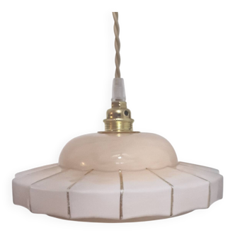 Marbled pink Art Deco glass pendant light