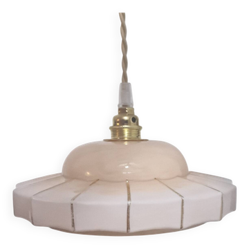 Art Deco marbled pink glass suspension