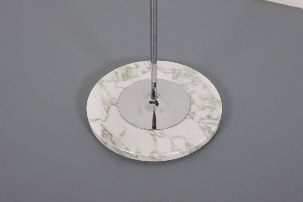 Vintage Italian ‘Eye’ Floor Lamp, Chrome, Murano Glass and Marble, 1970s