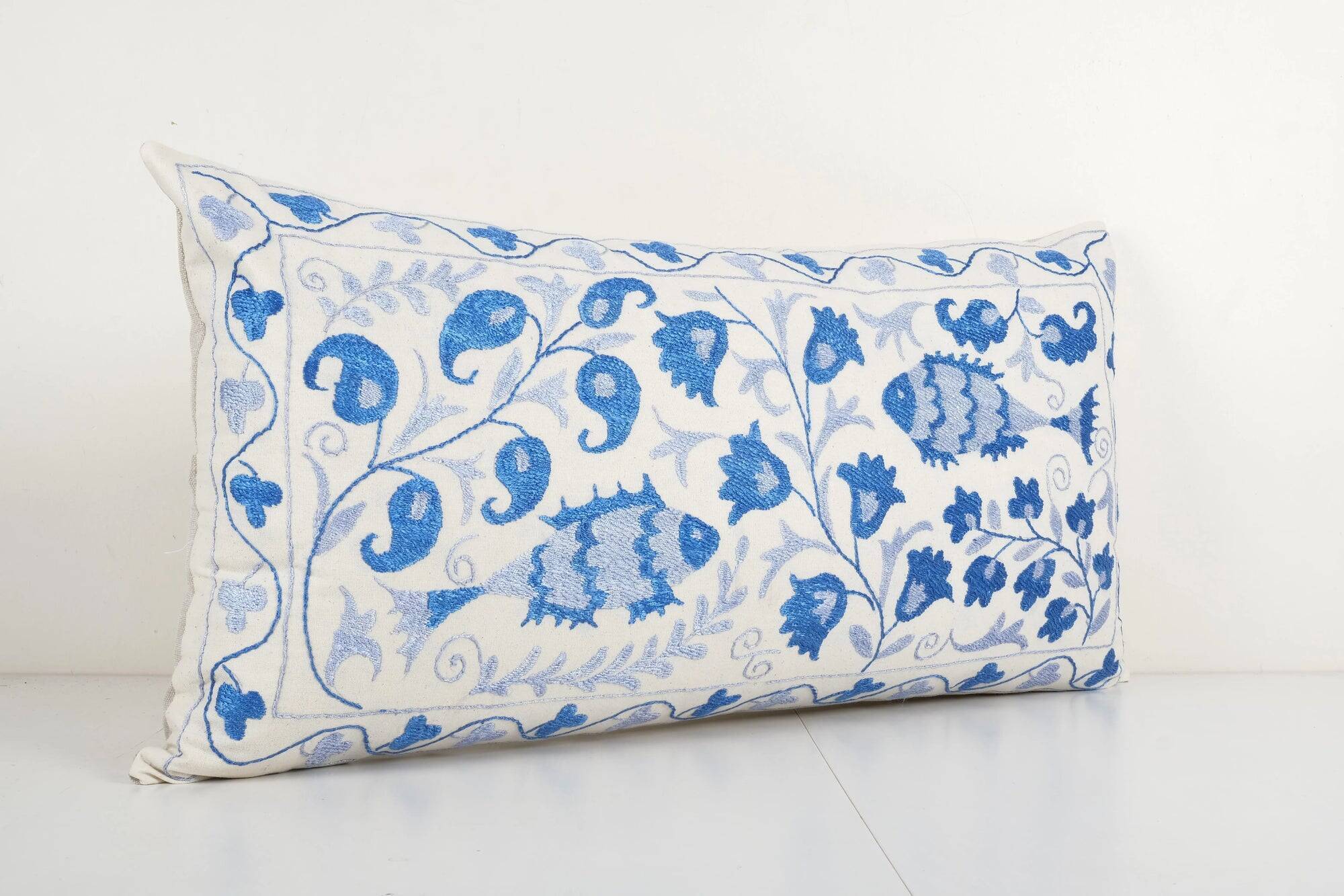 Vintage embroidered cushion cover 46x86 cm