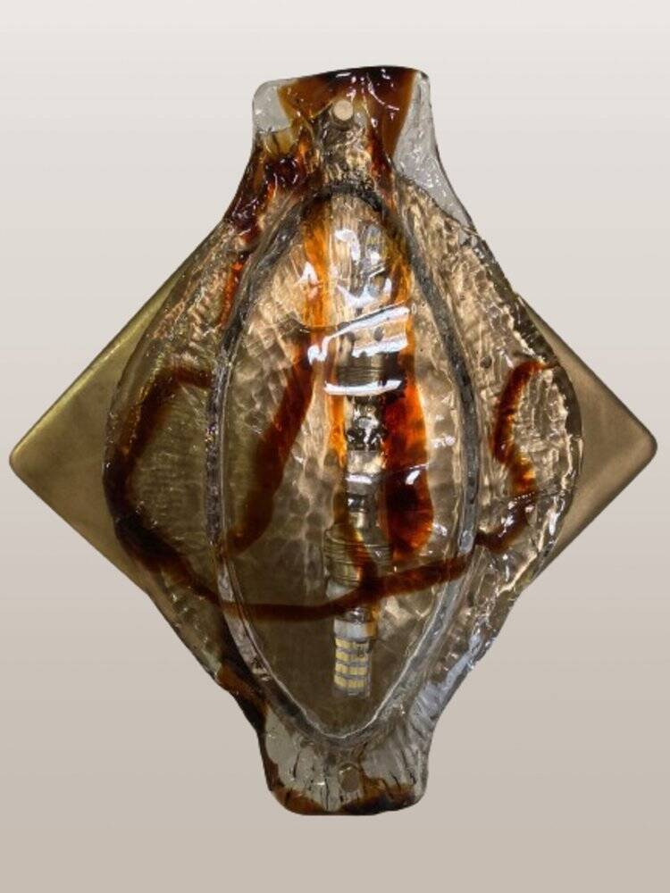 Lámpara colgante vintage de cristal de Murano de Mazzega, 1960