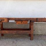 Ancien etabli de menuisier en bois massif fin xixeme