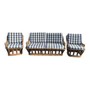 Salon vintage en rotin - deux fauteuils