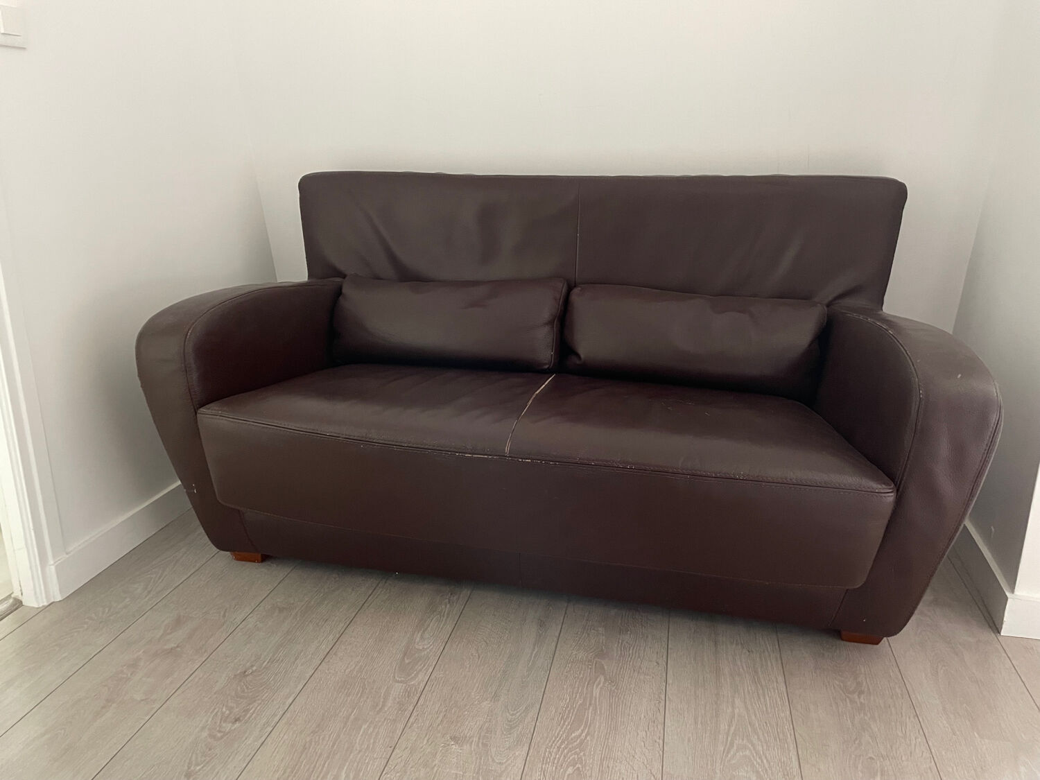 Canapé Cinna cuir chocolat 2 places