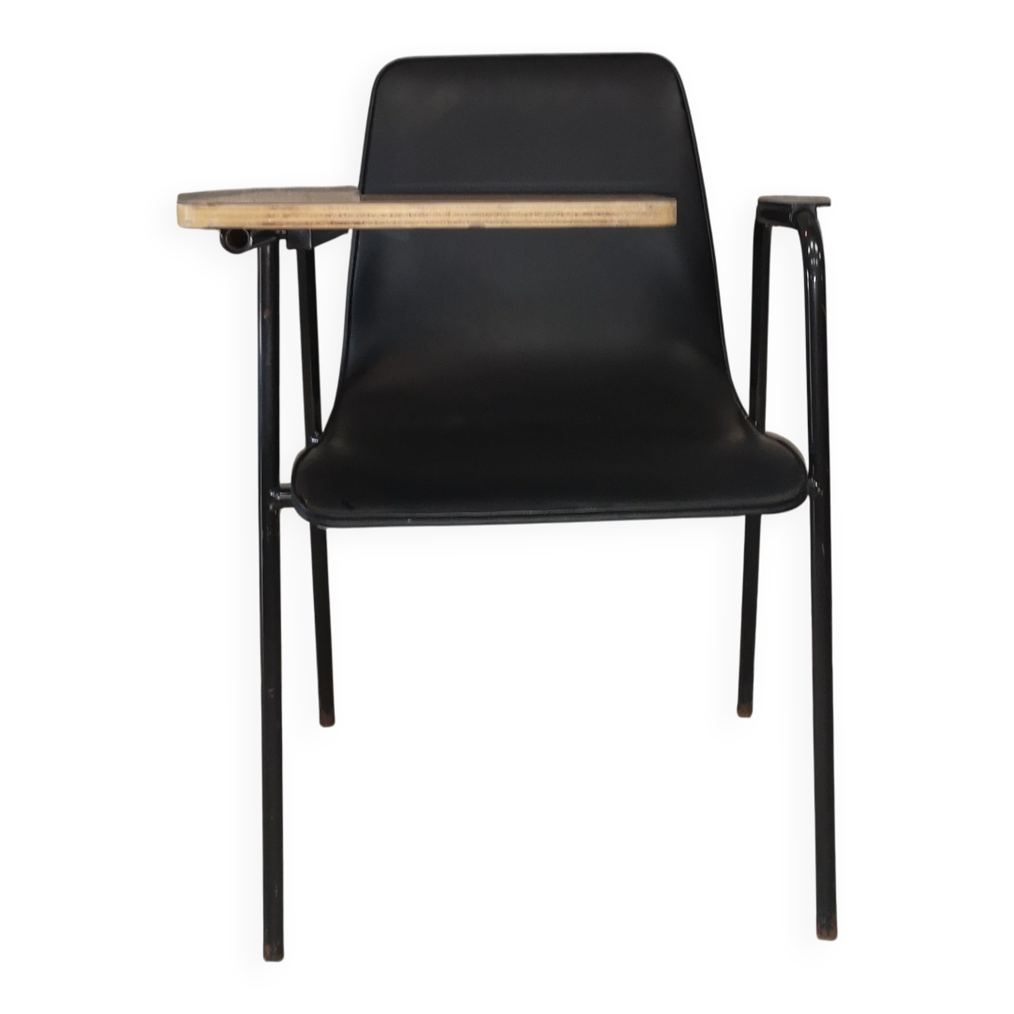 Chaise d'école vintage 1950 à tablette écritoire – Style Prouvé / Hitier