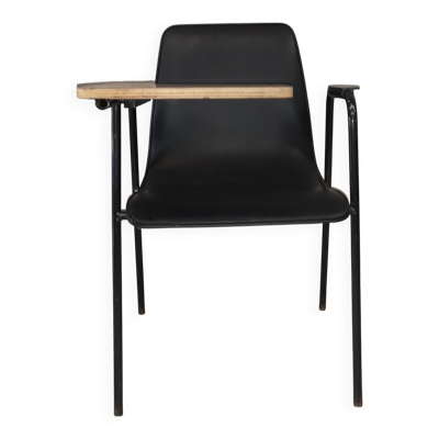 Chaise d'école vintage 1950 à tablette écritoire – Style Prouvé / Hitier