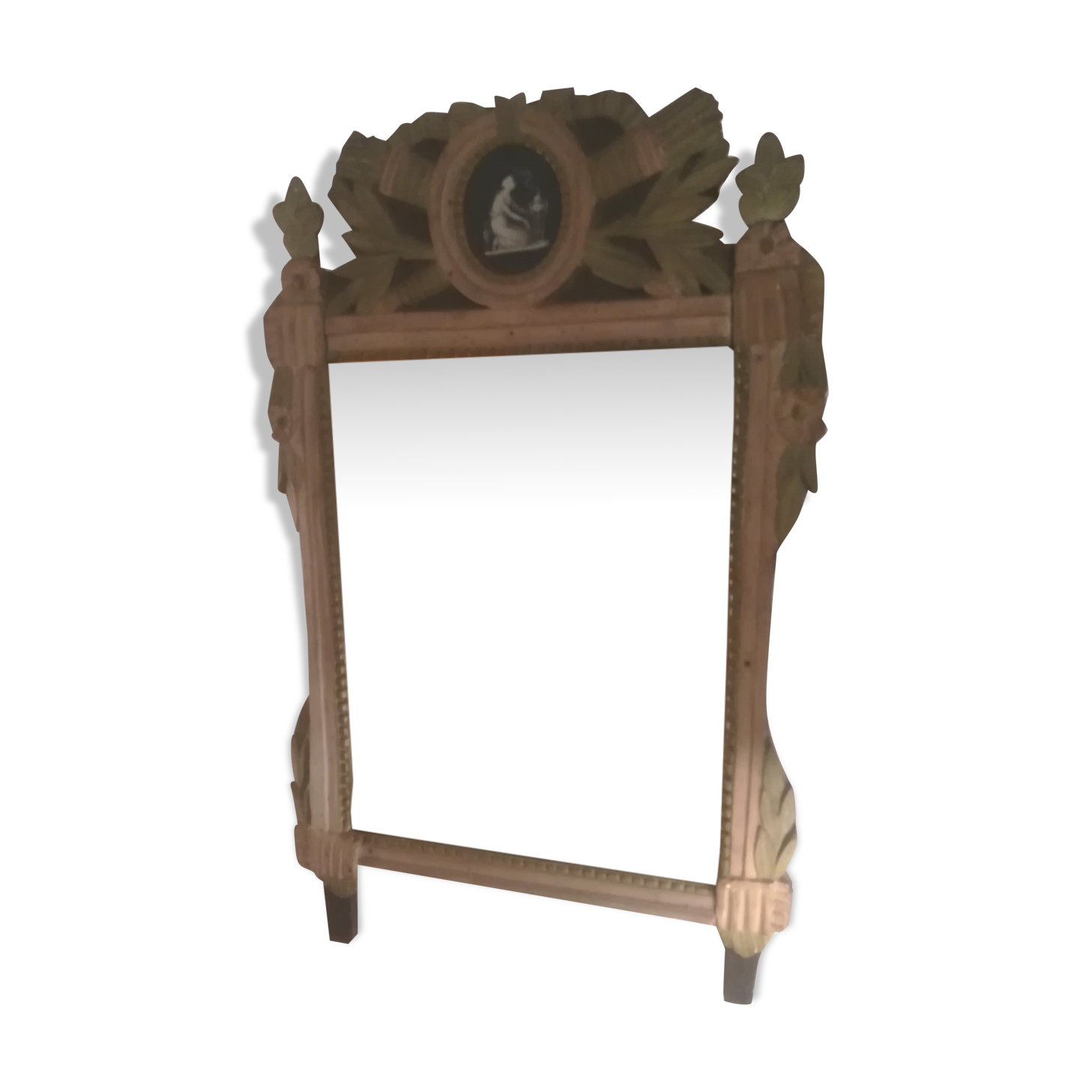Louis XVI period mirror in patinated wood - 84x51cm