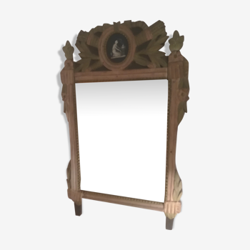 Miroir époque Louis XVI en bois patiné - 84x51cm