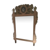 Miroir époque Louis XVI en bois patiné - 84x51cm
