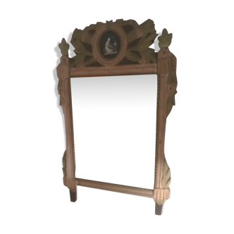 Louis XVI period mirror in patinated wood - 84x51cm