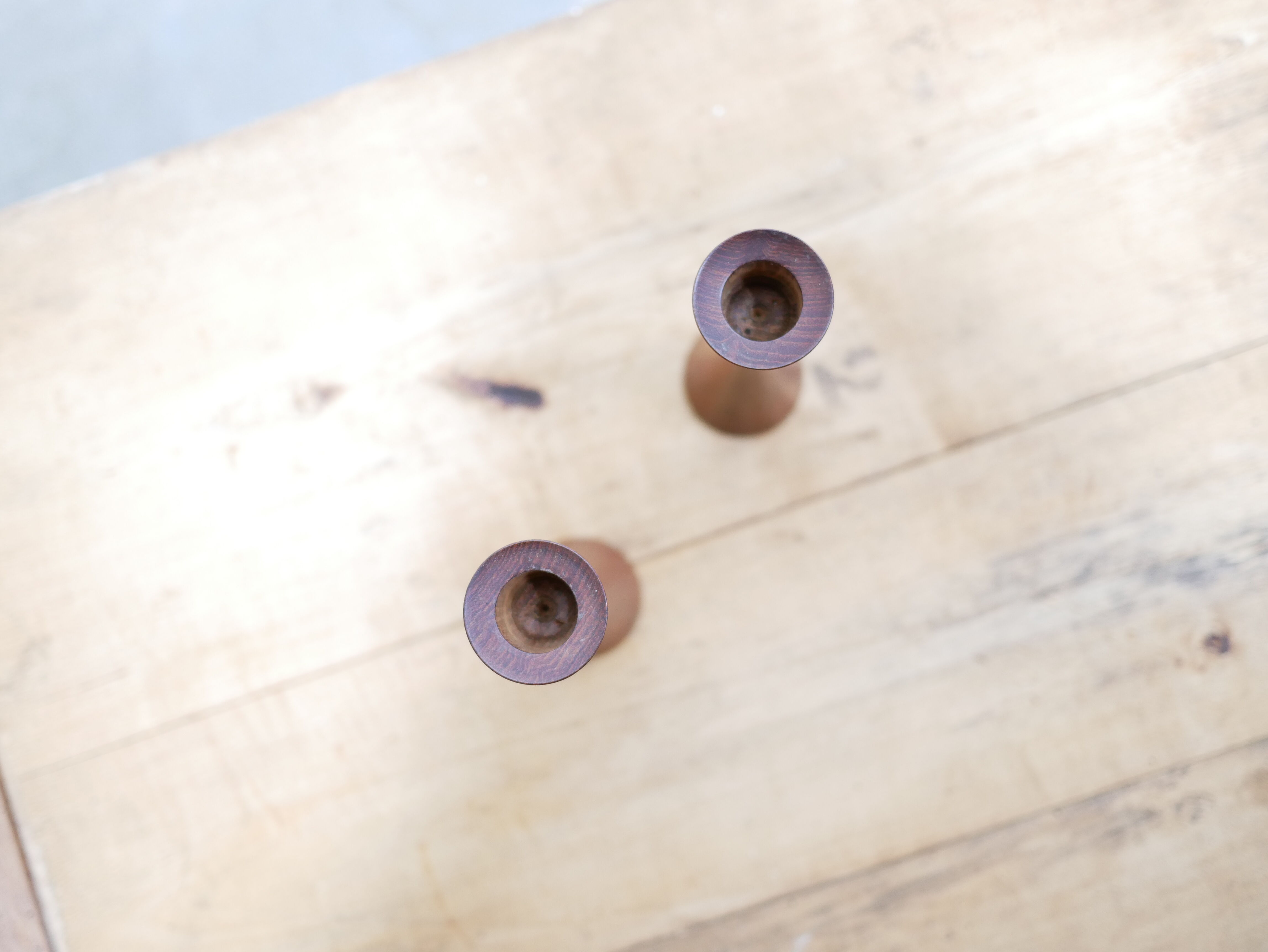 Pair of vintage Scandinavian teak candle holders