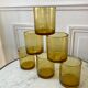 Set of 6 yellow bubble glass water glasses 70s