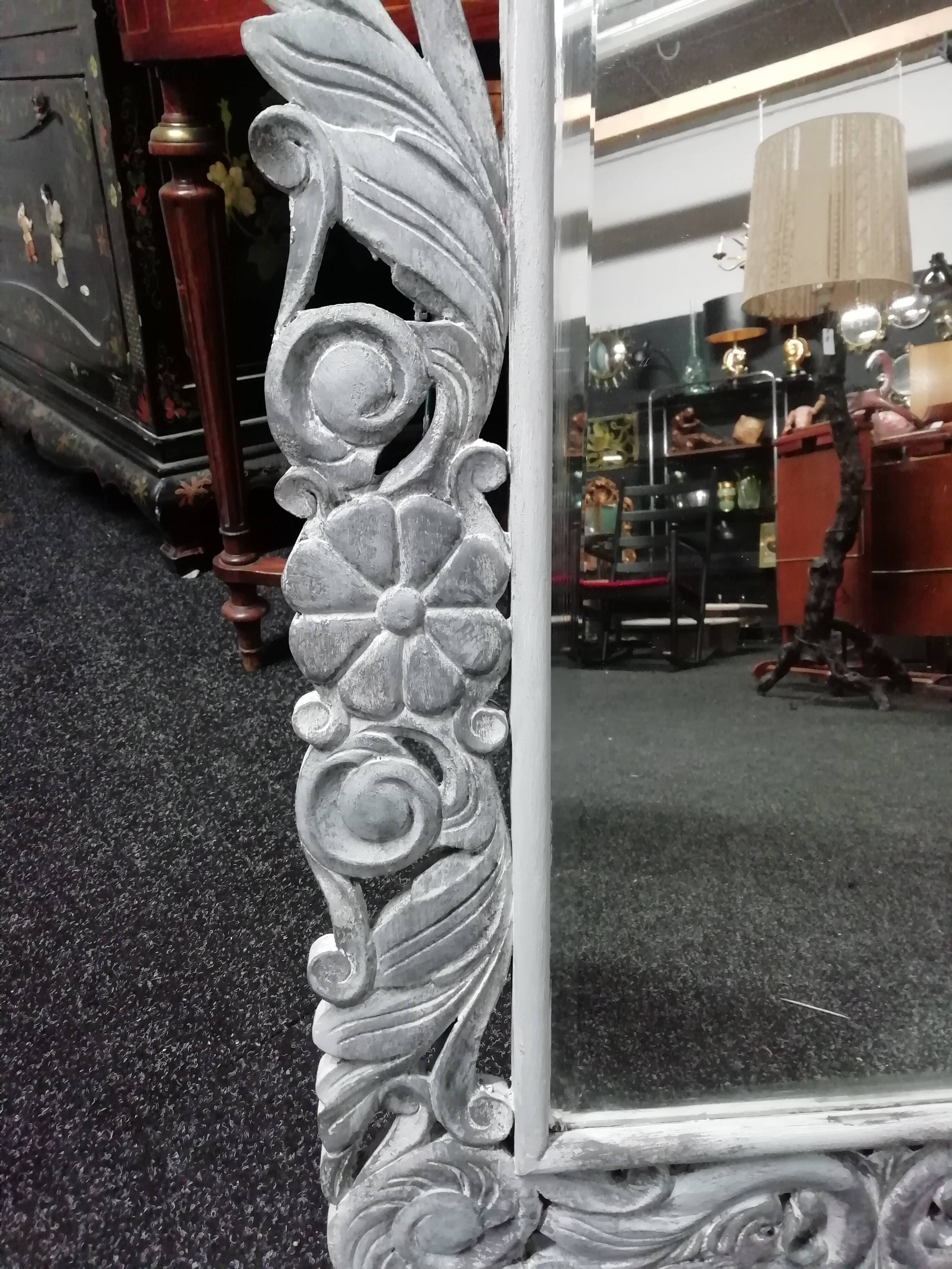 Antique mirror in painted/patinated and waxed carved wood 60x80cm