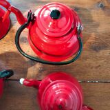 Set of 6 red glazed teapots
