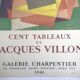 Affiche d'exposition en lithographie de jacques villon, galerie charpentier, 1961