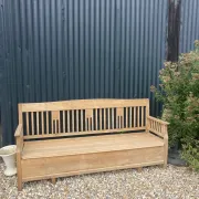 Large Scandinavian wooden storage bench