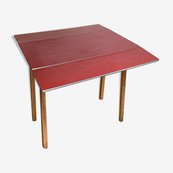 Red Formica Table - with flaps TBE L.81 H.78 S. 40 to 80cm