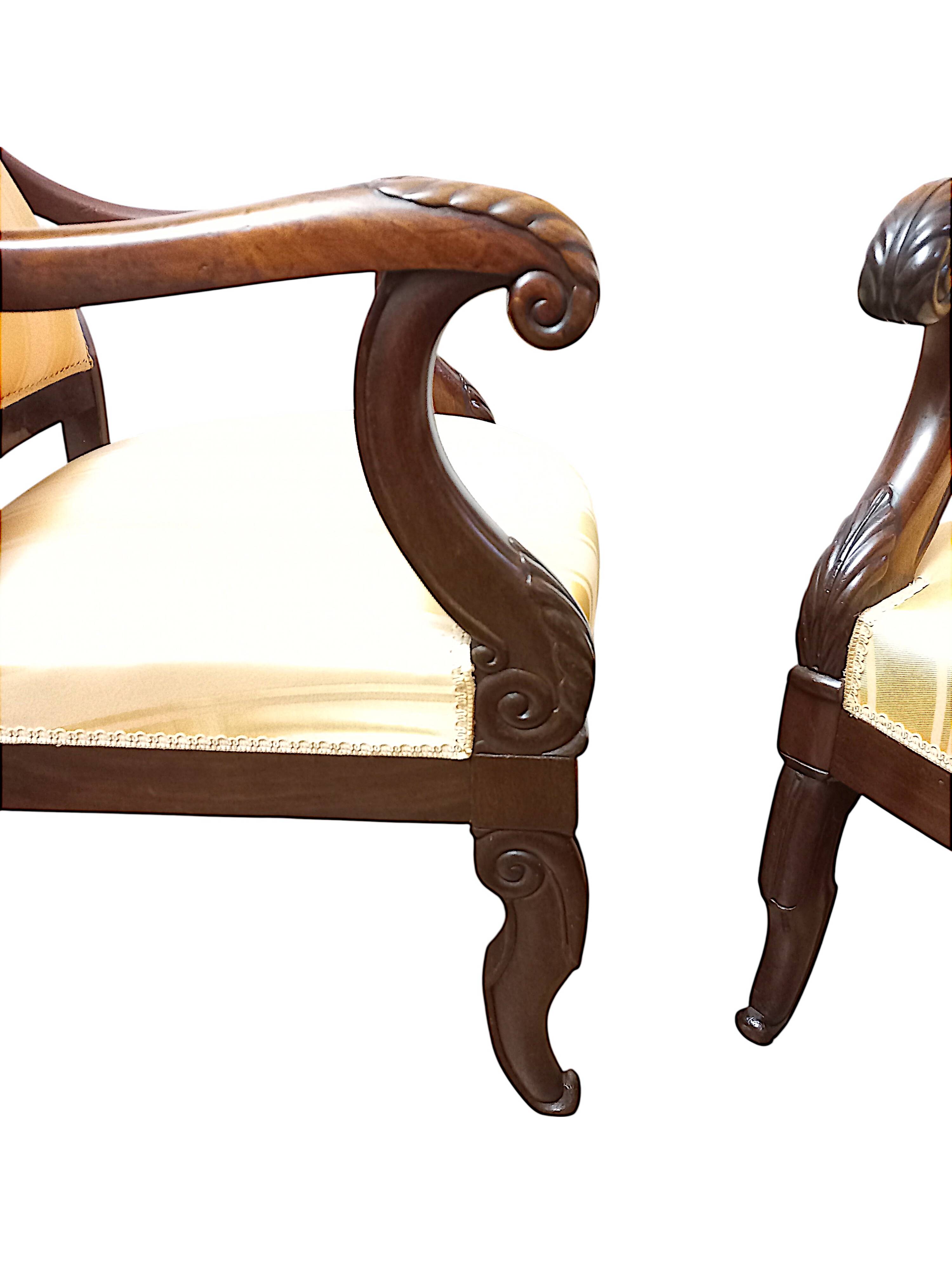 Pair of early 19th century mahogany armchairs