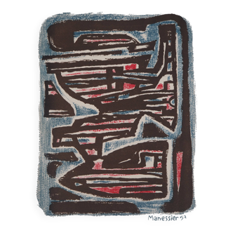 Alfred manessier: composition in colors - original signed lithograph