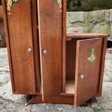 Vintage wooden doll wardrobe Art Deco