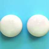 Pair white opaline glass flush mount ceiling or wall lamps