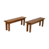 Pair of brutalist benches. Wood. France. Circa 1960.