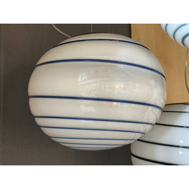 Murano Style Glass Pendant Swirling Blue and White