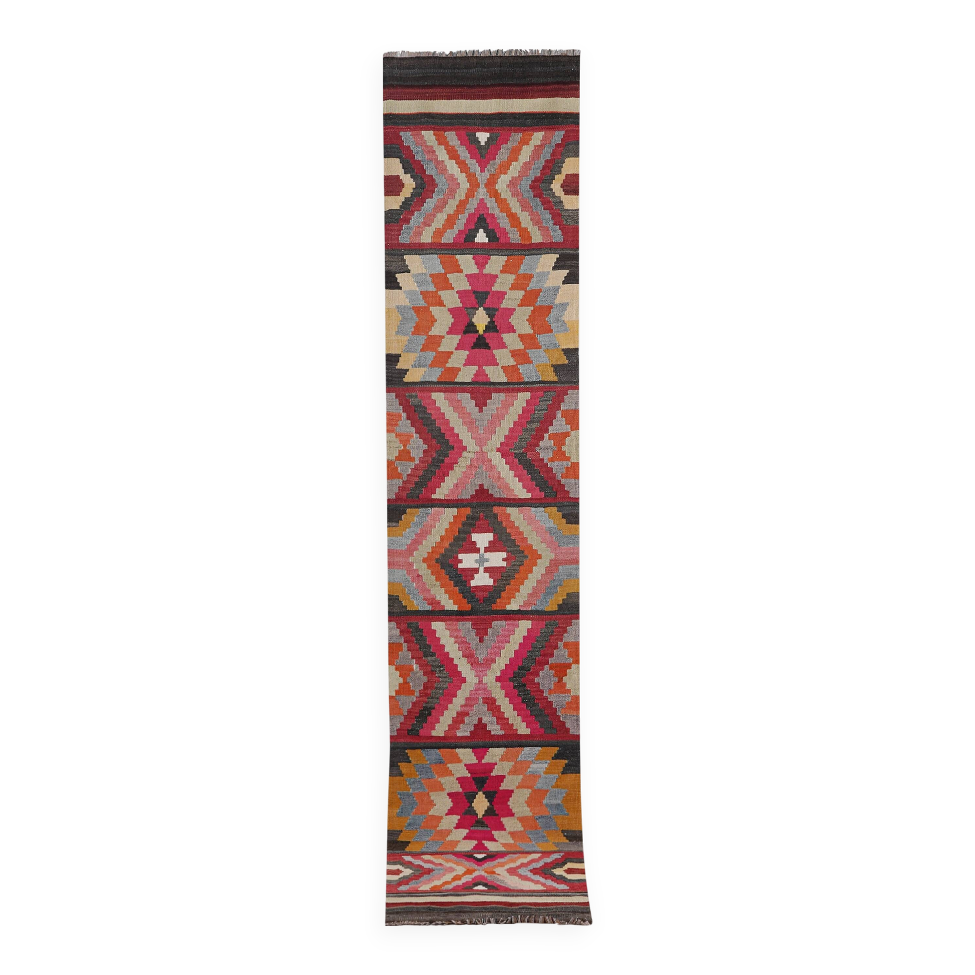 Vintage Turkish Oushak Handwoven Rug 78x378 cm