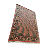 Vintage carpet in bright red background wool, 258x178 cm